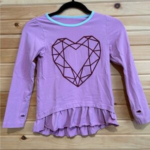 Kids Long Sleeve Top with Geometric Heart - Lavender
